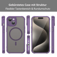 Handyhülle für Apple iPhone 15 Matt Case Schutzhülle Kratzfest Passgenau Lila