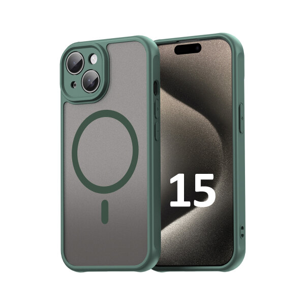 Handyhülle für Apple iPhone 15 Matt Case Schutzhülle Kratzfest Passgenau Grün