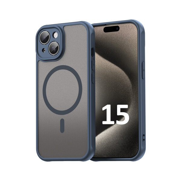Handyhülle für Apple iPhone 15 Matt Case Schutzhülle Kratzfest Passgenau Blau