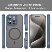 Handyhülle für Apple iPhone 15 Pro Matt Case Schutzhülle Kratzfest Passgenau Blau