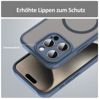 Handyhülle für Apple iPhone 15 Pro Matt Case Schutzhülle Kratzfest Passgenau Blau