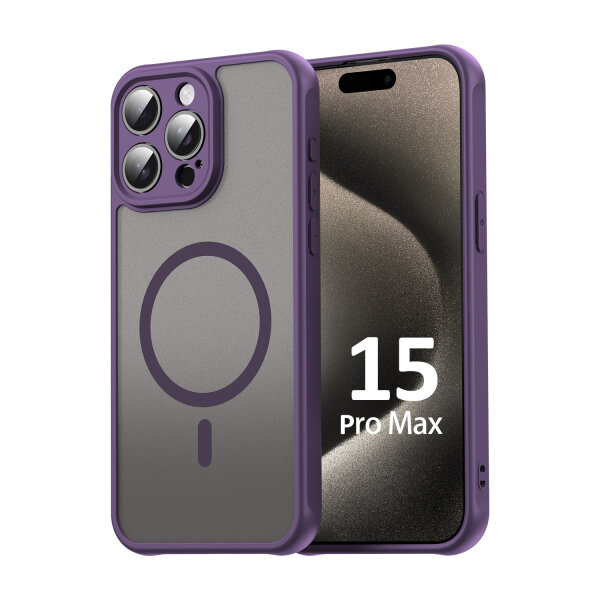 Handyhülle für Apple iPhone 15 Pro Max Matt Case Schutzhülle Kratzfest Passgenau Lila