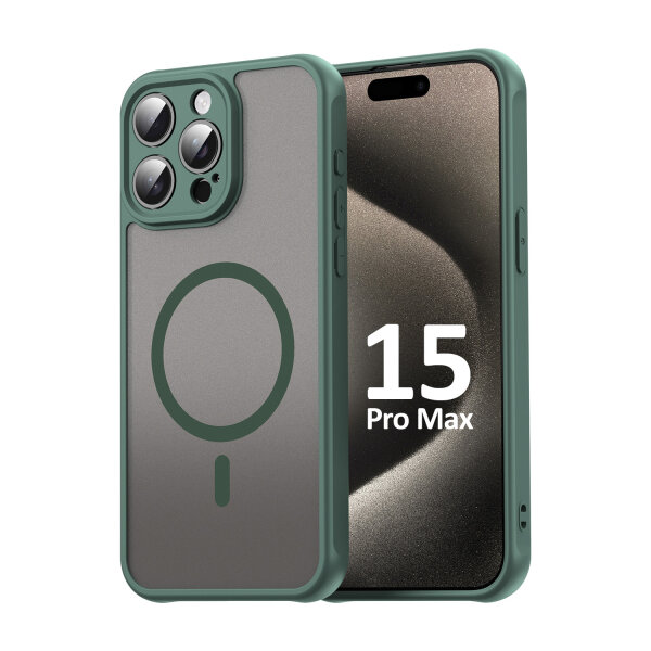 Handyhülle für Apple iPhone 15 Pro Max Matt Case Schutzhülle Kratzfest Passgenau Grün
