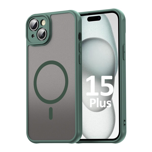 Handyhülle für Apple iPhone 15 Plus Matt Case Schutzhülle Kratzfest Passgenau Grün
