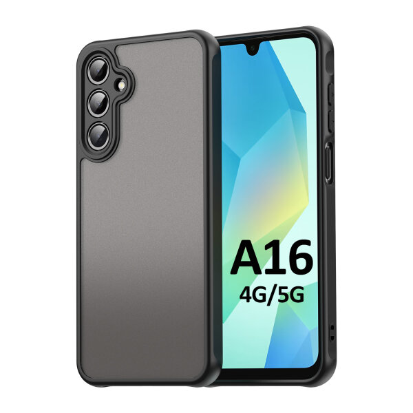 Handyhülle für Samsung Galaxy A16 Matt Stoßfest Schutzhülle Back cover in Schwarz