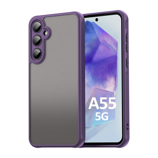 Handyhülle für Samsung Galaxy A55 Matt Stoßfest Schutzhülle Back cover in Lila