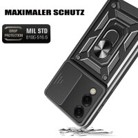 Outdoor Panzer Hülle für Samsung Galaxy S25 Edge mit Kameraschutz Ringhalter in Schwarz