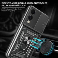 Outdoor Panzer Hülle für Samsung Galaxy S25 Edge mit Kameraschutz Ringhalter in Schwarz