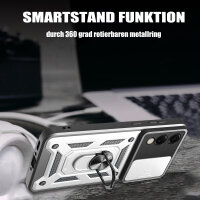 Outdoor Panzer Hülle für Samsung Galaxy S25 Edge mit Kameraschutz Ringhalter in Silber