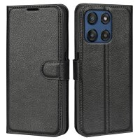 Handy Tasche für Motorola Moto Edge 60 / Edge 60 Fusion Handyhülle Flip Cover Wallet Case Hülle Etui Schwarz