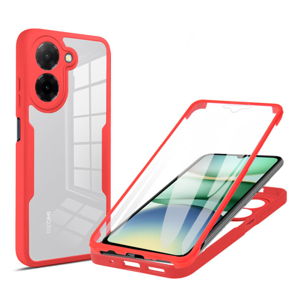 360° Grad Hülle für Xiaomi Redmi A5 4G (EU 173mm) vollschutz Integriertem Displayschutz Rot