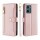 Handykette Hülle für Motorola Moto G05 / Moto E15 mit Band Handyhülle Kartenfächer PU Leder Umhängetasche in Rosa
