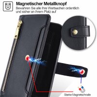 Handykette Hülle für Motorola Moto G05 / Moto E15 mit Band Handyhülle Kartenfächer PU Leder Umhängetasche in Schwarz