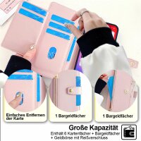 Handykette Hülle für Motorola Moto G15 / Moto G15 Power mit Band Handyhülle Kartenfächer PU Leder Umhängetasche in Rosa