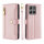 Handykette Hülle für Motorola Moto G15 / Moto G15 Power mit Band Handyhülle Kartenfächer PU Leder Umhängetasche in Rosa
