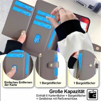 Handykette Hülle für Motorola Moto G85 mit Band Handyhülle Kartenfächer PU Leder Umhängetasche in Grau