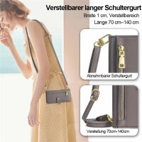 Handykette Hülle für Motorola Moto G85 mit Band Handyhülle Kartenfächer PU Leder Umhängetasche in Grau