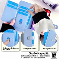 Handykette Hülle für Motorola Moto G85 mit Band Handyhülle Kartenfächer PU Leder Umhängetasche in Hellblau