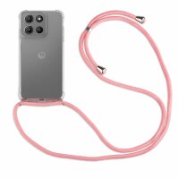 Handykett für Motorola Moto G15 / Moto G15 Power Hülle mit Kordel Handyhülle mit Band in Rosa