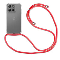 Handykett für Motorola Moto G15 / Moto G15 Power Hülle mit Kordel Handyhülle mit Band in Rot