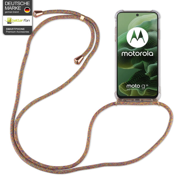 Handykett für Motorola Moto G35 Hülle mit Kordel Handyhülle mit Band in Rainbow