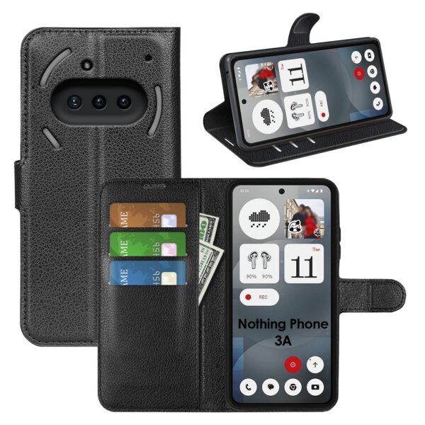 Handy Tasche für Nothing Phone 3A Handyhülle Flip Cover Wallet Case Hülle Etui Schwarz