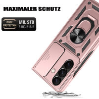 Outdoor Panzer Hülle für Samsung Galaxy Z Fold 7 mit Kameraschutz Ringhalter in Rosegold