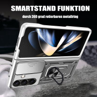 Outdoor Panzer Hülle für Samsung Galaxy Z Fold 7 mit Kameraschutz Ringhalter in Silber