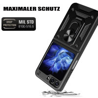 Outdoor Panzer Hülle für Samsung Galaxy Z Flip 7 FE mit Kameraschutz Ringhalter in Schwarz