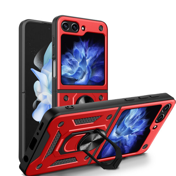 Outdoor Panzer Hülle für Samsung Galaxy Z Flip 7 FE mit Kameraschutz Ringhalter in Rot