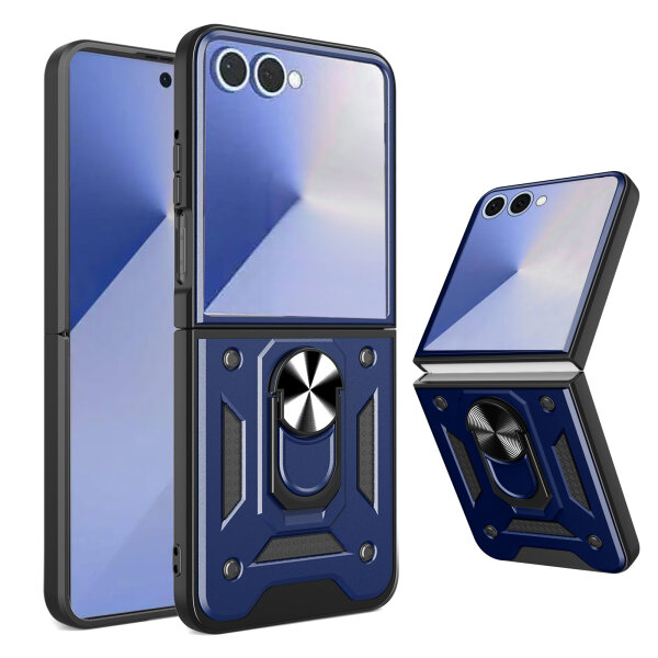 Outdoor Panzer Hülle für Samsung Galaxy Z Flip 7 mit Kameraschutz Ringhalter in Blau