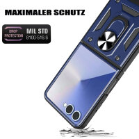 Outdoor Panzer Hülle für Samsung Galaxy Z Flip 7 mit Kameraschutz Ringhalter in Blau