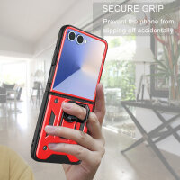 Outdoor Panzer Hülle für Samsung Galaxy Z Flip 7 mit Kameraschutz Ringhalter in Rot