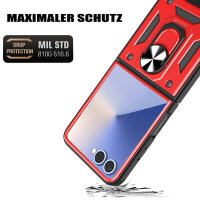 Outdoor Panzer Hülle für Samsung Galaxy Z Flip 7 mit Kameraschutz Ringhalter in Rot