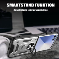 Outdoor Panzer Hülle für Samsung Galaxy Z Flip 7 mit Kameraschutz Ringhalter in Silber