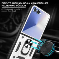 Outdoor Panzer Hülle für Samsung Galaxy Z Flip 7 mit Kameraschutz Ringhalter in Silber
