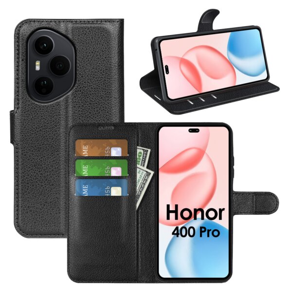 Handy Tasche für Honor 400 Pro Handyhülle Flip Cover Wallet Case Hülle Etui Schwarz