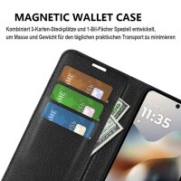Handy Tasche für Motorola Moto G56 5G Handyhülle Flip Cover Wallet Case Hülle Etui Schwarz