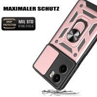 Outdoor Panzer Hülle für Motorola Moto G05 / E15 Handyhülle mit Kameraschutz Ringhalter in Rosegold