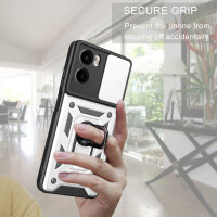 Outdoor Panzer Hülle für Motorola Moto G05 / E15 Handyhülle mit Kameraschutz Ringhalter in Silber