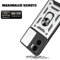 Outdoor Panzer Hülle für Motorola Moto G05 / E15 Handyhülle mit Kameraschutz Ringhalter in Silber