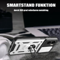 Outdoor Panzer Hülle für Motorola Moto G05 / E15 Handyhülle mit Kameraschutz Ringhalter in Silber