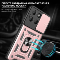 Outdoor Panzer Hülle für Motorola Moto G15 / G15 Power Handyhülle mit Kameraschutz Ringhalter in Rosegold