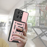 Outdoor Panzer Hülle für Motorola Moto G15 / G15 Power Handyhülle mit Kameraschutz Ringhalter in Rosegold