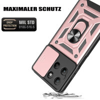 Outdoor Panzer Hülle für Motorola Moto G15 / G15 Power Handyhülle mit Kameraschutz Ringhalter in Rosegold
