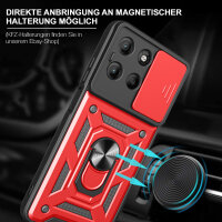 Outdoor Panzer Hülle für Motorola Moto G15 / G15 Power Handyhülle mit Kameraschutz Ringhalter in Rot