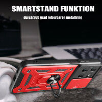 Outdoor Panzer Hülle für Motorola Moto G15 / G15 Power Handyhülle mit Kameraschutz Ringhalter in Rot