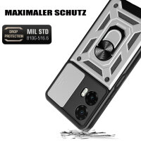 Outdoor Panzer Hülle für Motorola Moto G35 Handyhülle mit Kameraschutz Ringhalter in Silber