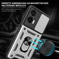 Outdoor Panzer Hülle für Motorola Moto G35 Handyhülle mit Kameraschutz Ringhalter in Silber