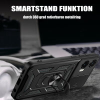 Outdoor Panzer Hülle für Motorola Moto G55 Handyhülle mit Kameraschutz Ringhalter in Schwarz